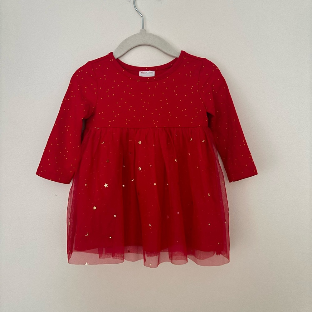 Hanna Andersson Red Dress with Gold Stars